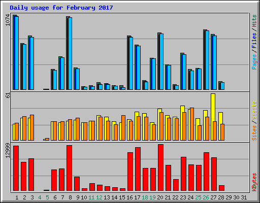 Daily usage for February 2017