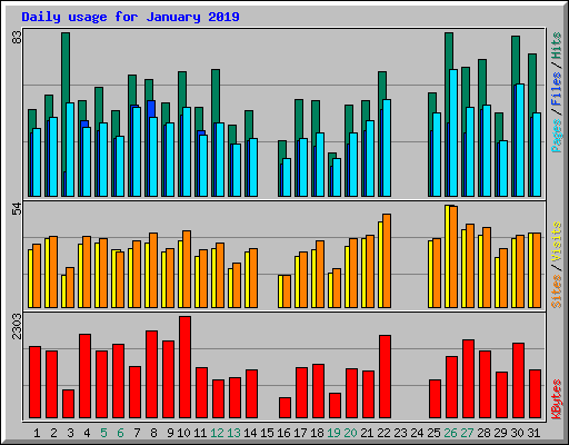 Daily usage for January 2019