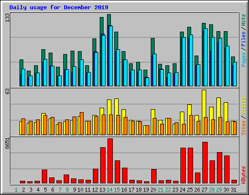 Daily usage for December 2019