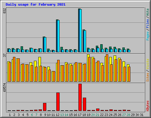 Daily usage for February 2021
