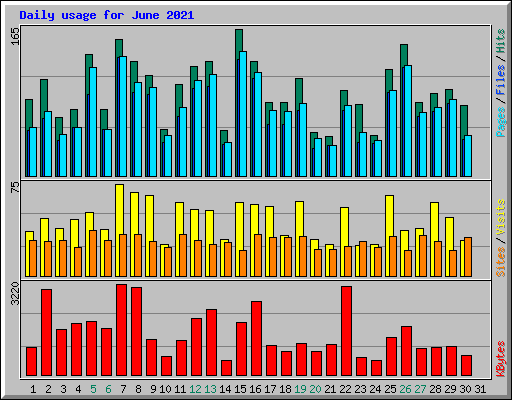 Daily usage for June 2021