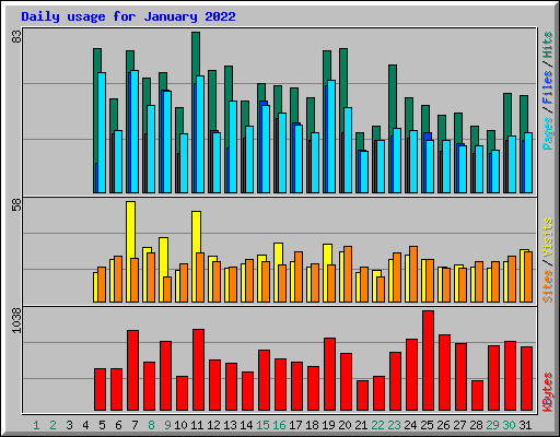 Daily usage for January 2022