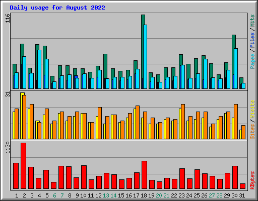 Daily usage for August 2022