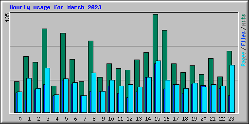 Hourly usage for March 2023